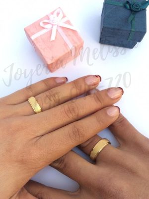 anillos para parejas novios acero dorado regalo de bodas casamiento promesa