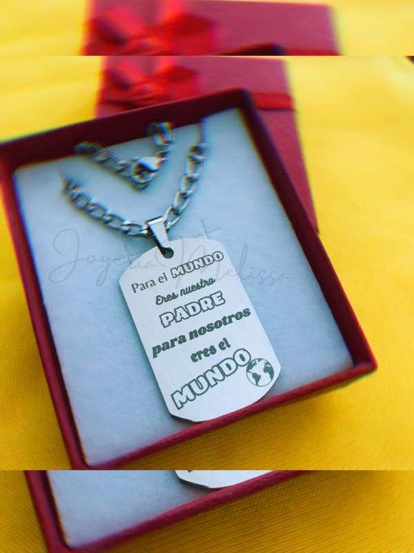 Cadena Con Chapita Personalizada chapita personalizada para papá con grabado laser a eleccion