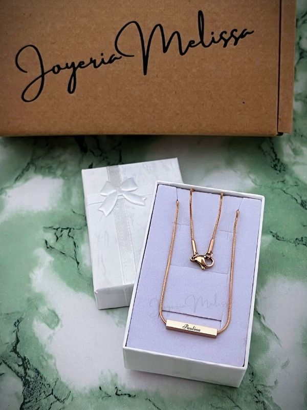 Gargantilla Barra Rosa Gold Logueadas (2) cadenitas con nombre para mujer delicada acero joyas y accesorios