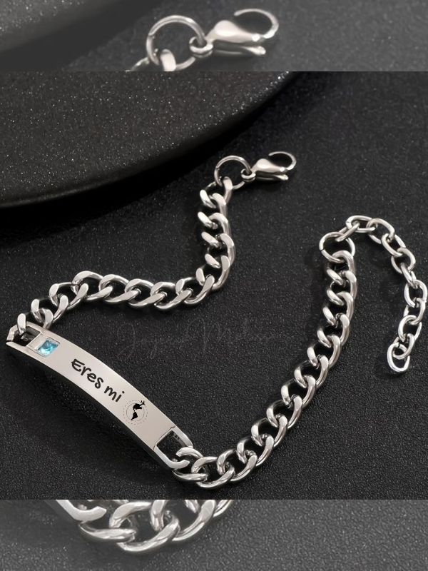 Pulsera Personalizada Zirconia Logueadas (1) joyas y accesorios personalizados pulseras para hombre grabada con frase a elección