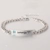 Pulsera Personalizada Zirconia Logueadas (2) pulsera acero plata con grabado laser de nombre con signo aries signos del zodiaco uruguay
