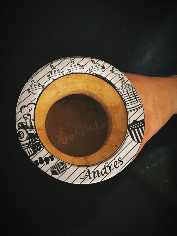 mate de calabaza con grabado laser personalizado peñarol carbonero tren 1891 uruguay montevideo